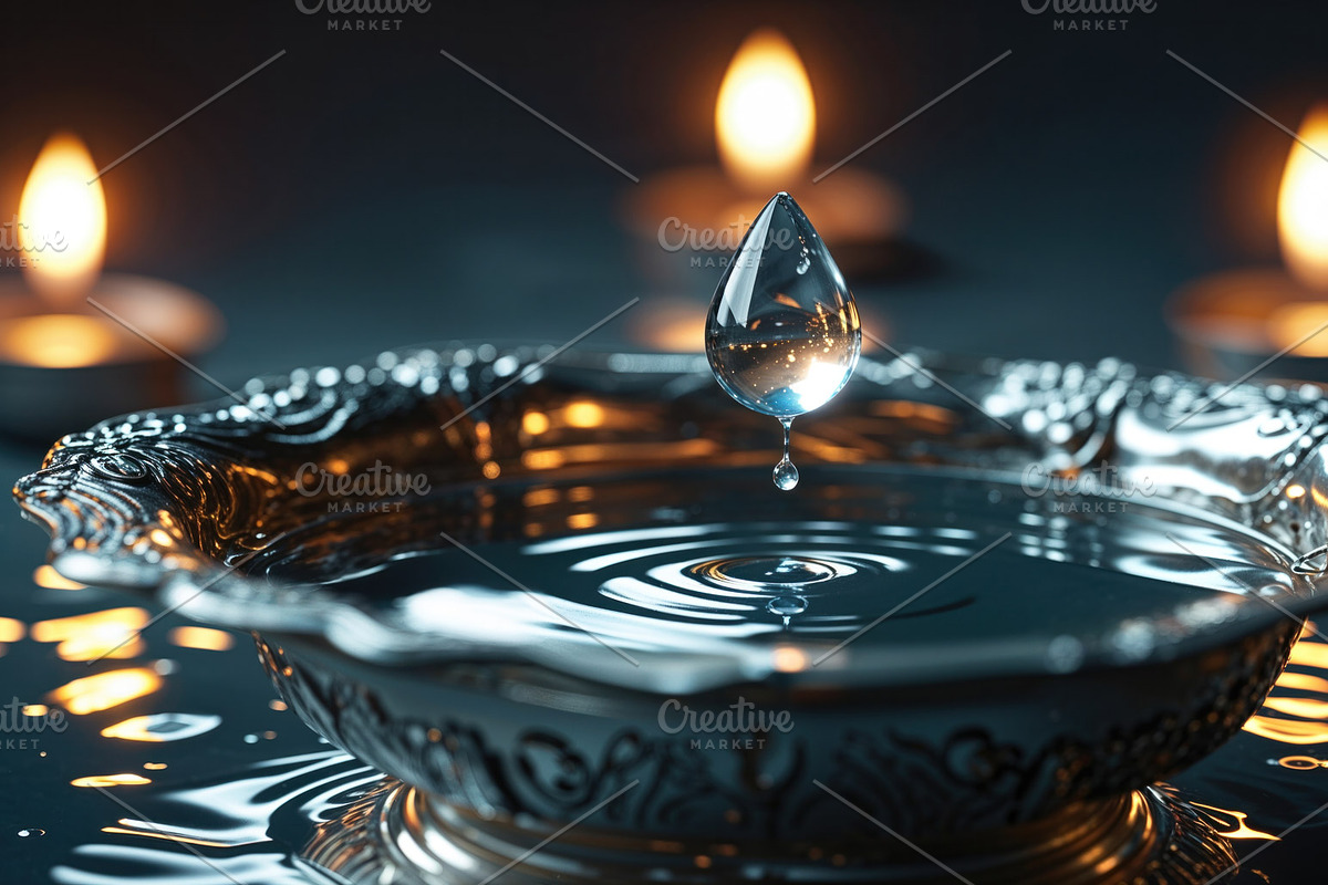 Hovering single water droplet, an Illustration by wavebreak