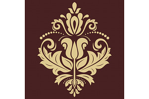 Damask Golden Vector Pattern. Orient, a Decorative Illustration by FineArtStudio