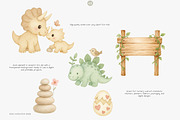 baby dino watercolor clipart set, an Animal Illustration by Pink Studio Art (Thumbnail 2 of 8)