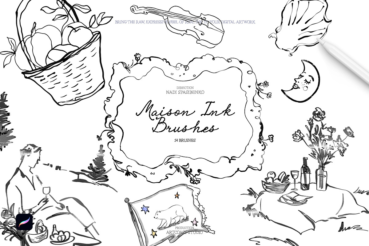 Maison Ink Procreate Brushes, a Brush Add-On by Spasibenko Art (Photo 2 of 7)