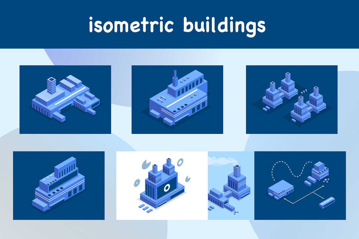 isometric buildings vector set, an Object Illustration by foxndeer (Photo 1 of 4)
