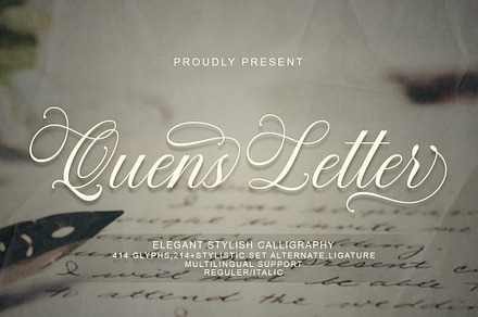 Quens Letter Script, a Script Font by Suza Studio