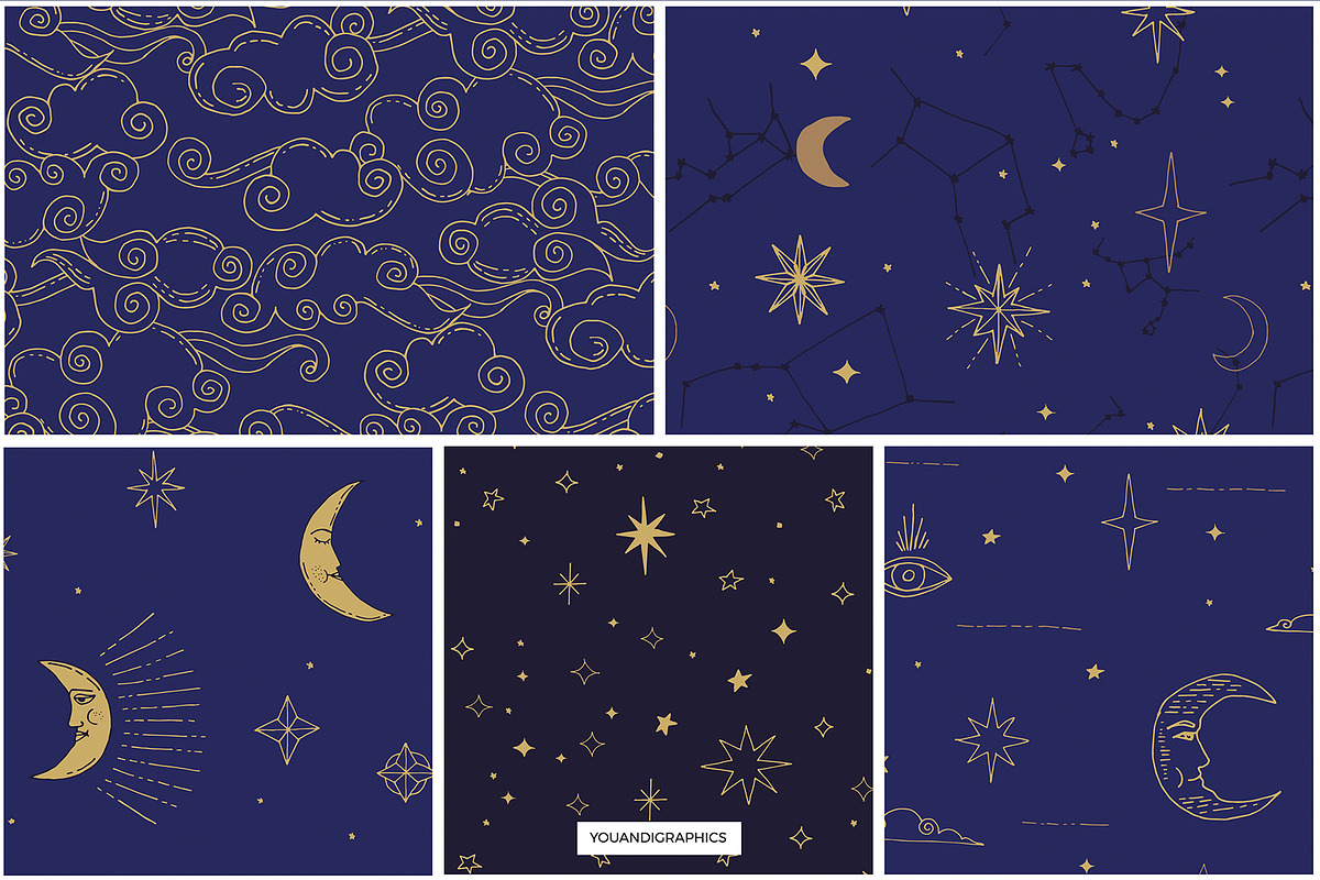Celestial Patterns & Illustrations, a Pattern Graphic by Youandigraphics (Photo 8 of 14)