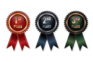 Gold Silver and Bronze Medal Badges, a Decorative Illustration by PsychocheArt