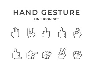 Set line icons of hand gesture, an Outline Icon by motorama