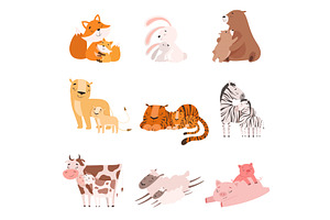 Cartoon Animal Mother and Her Cub, an Animal Illustration by TopVectors