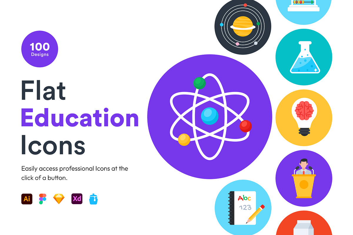 Flat Education Icons, a Duotone Icon by Brickclay (Photo 1 of 6)