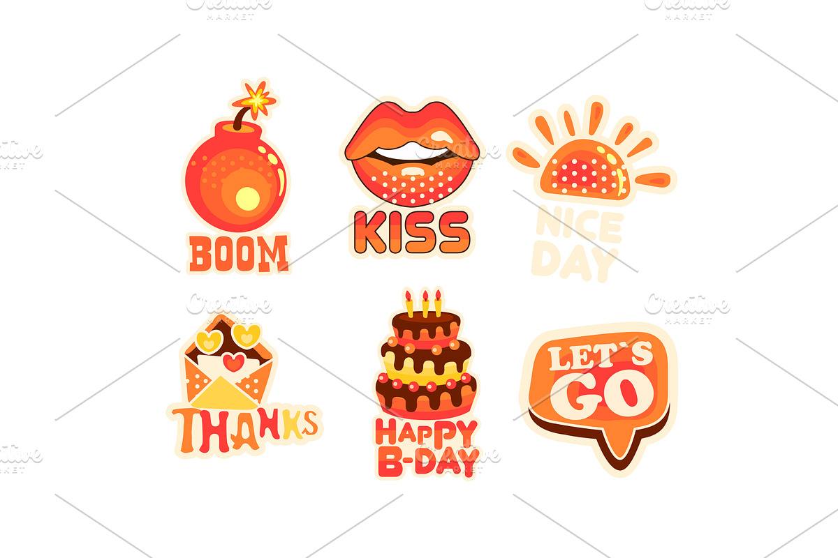 Social Network Stickers Isolated on, an Object Illustration by TopVectors