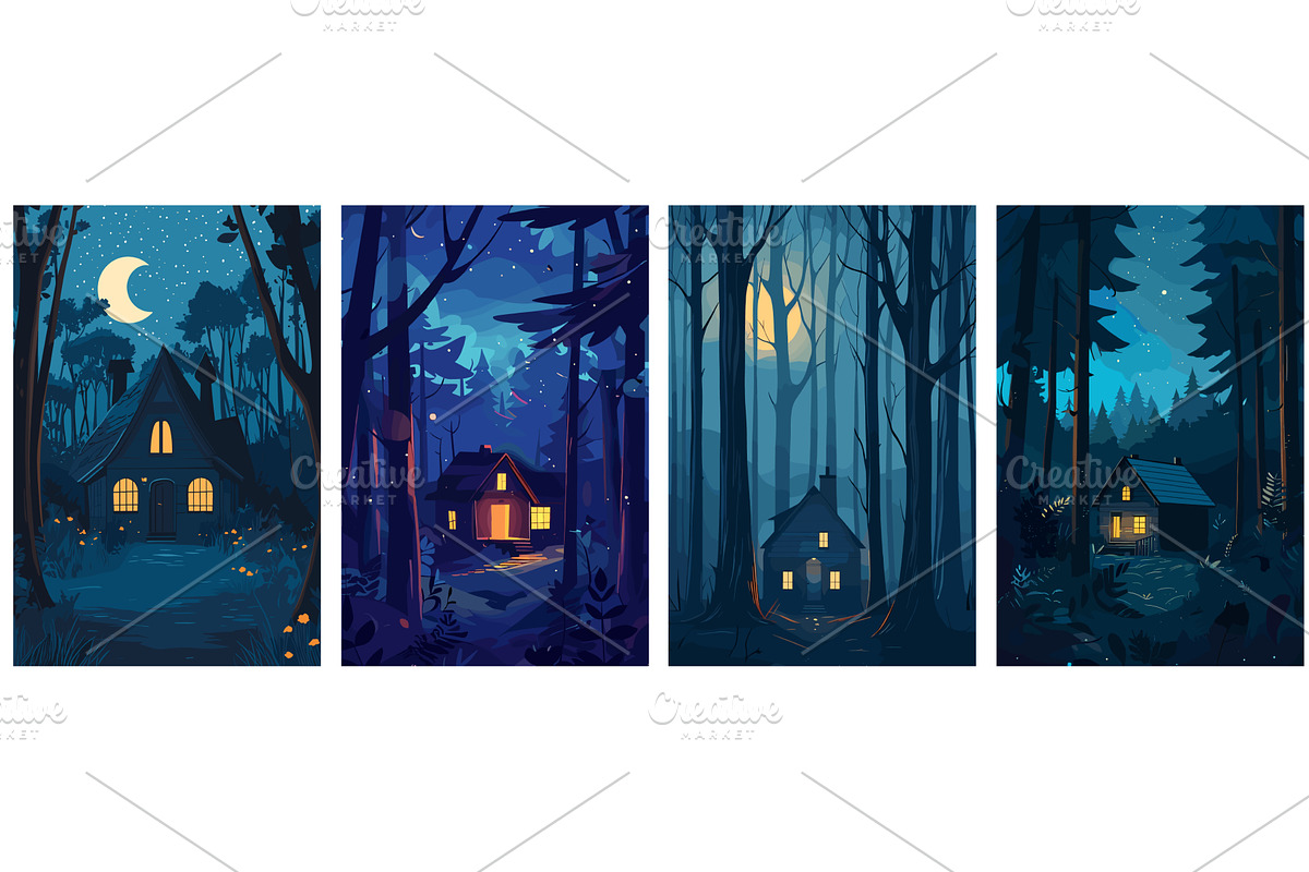 House in the midlight forest posters, an Illustration by Valerie Bodnar