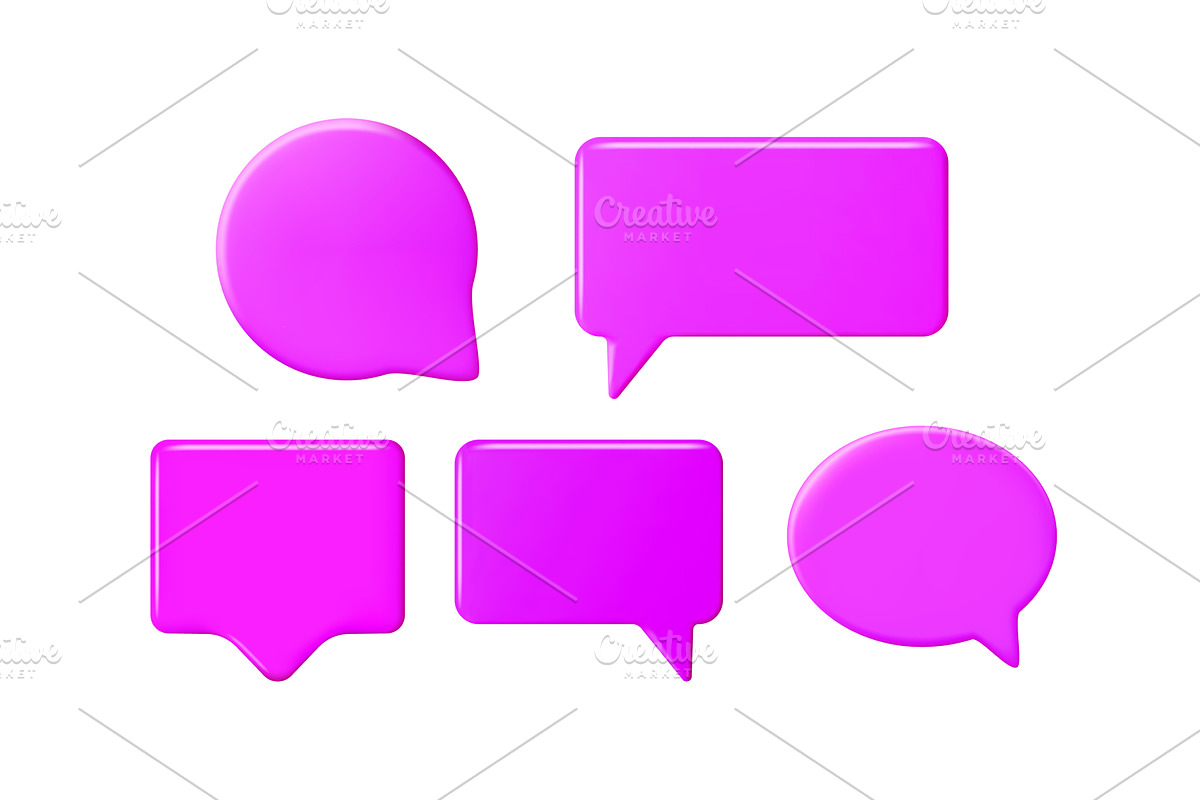 Set of five 3d pink speech bubble, an Object Illustration by Abscent