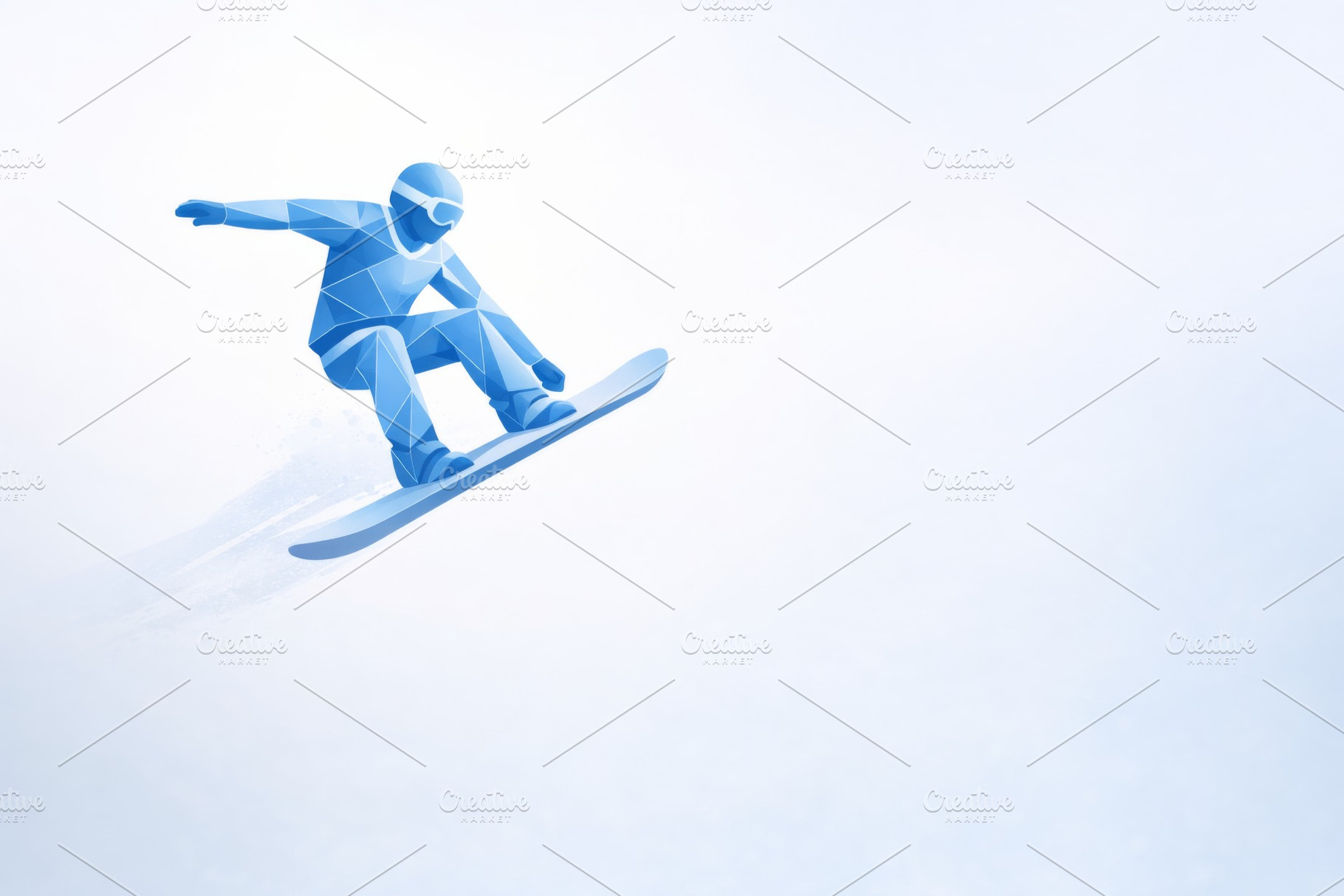 Snowboarder in dynamic jump against, a Photo by Dvoevnore photos