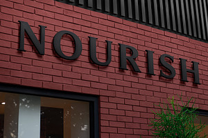 3D Metal Sign Logo Brick Wall Mockup