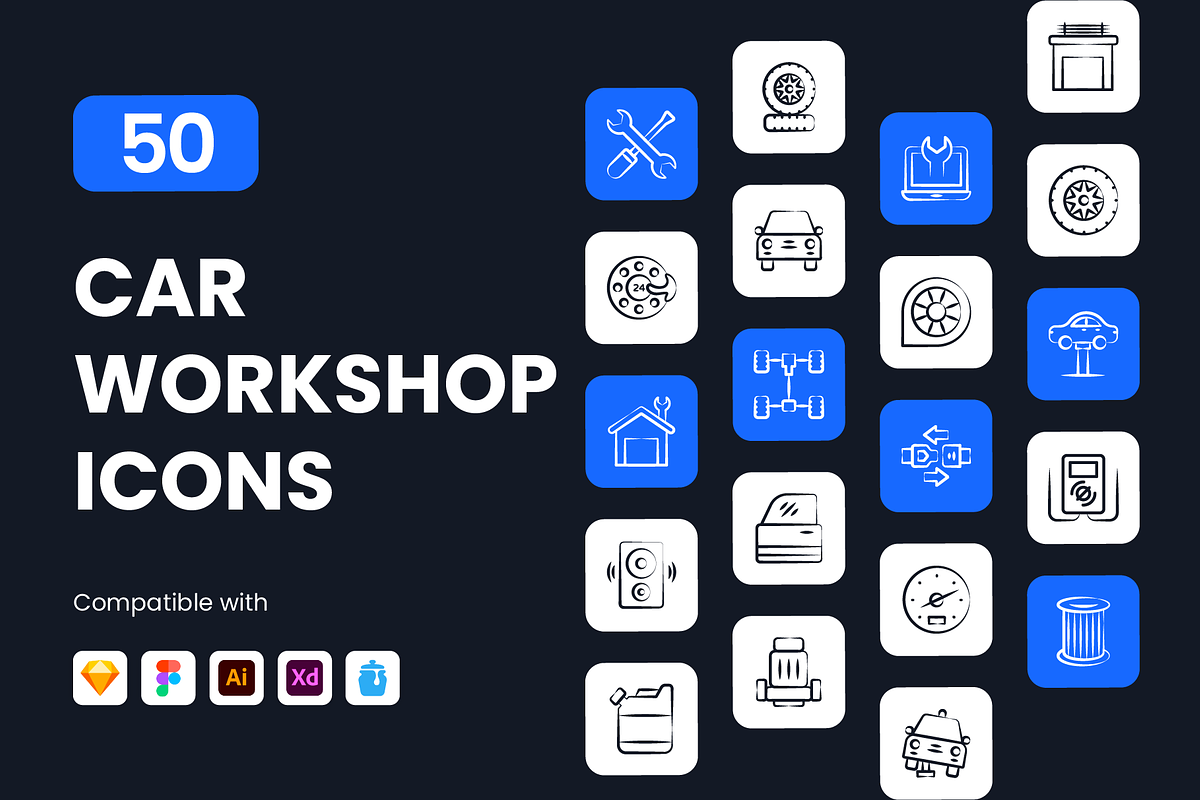 Car Workshop Icon Set, a Duotone Icon by Brickclay (Photo 1 of 6)