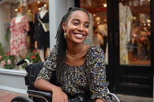Smiling woman in wheelchair, a Photo by Beautiful things