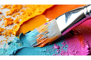 Vibrant paintbrush on colorful, an Arts & Entertainment Photo by Lermont51