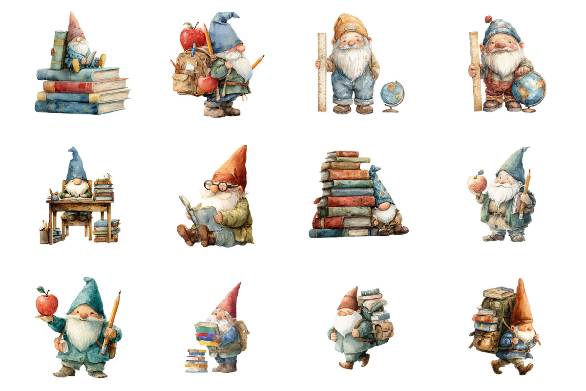Watercolor Back to School Gnome, an Illustration by Design Market (Photo 3 of 3)