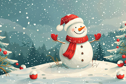 A joyful snowman adorned in winter c, a Photo by LOGOCREATIVE