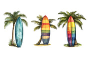 Tropical Surf & Palm Tree Clipart, an Illustration by Pixels.Craft (Thumbnail 9 of 10)