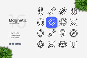 Magnetic Outline Icons, an Outline Icon by Upnowgraphic