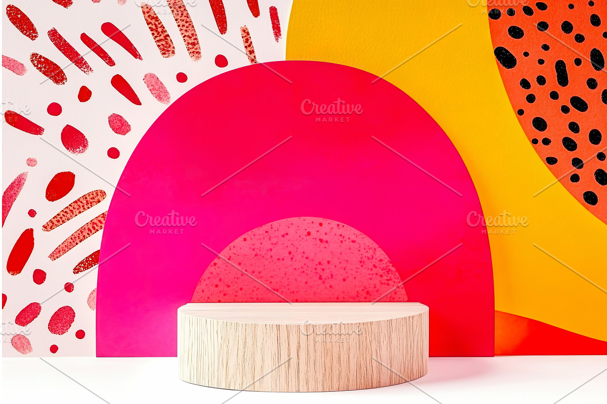 Colorful abstract arch with wooden, an Illustration by Lermont51
