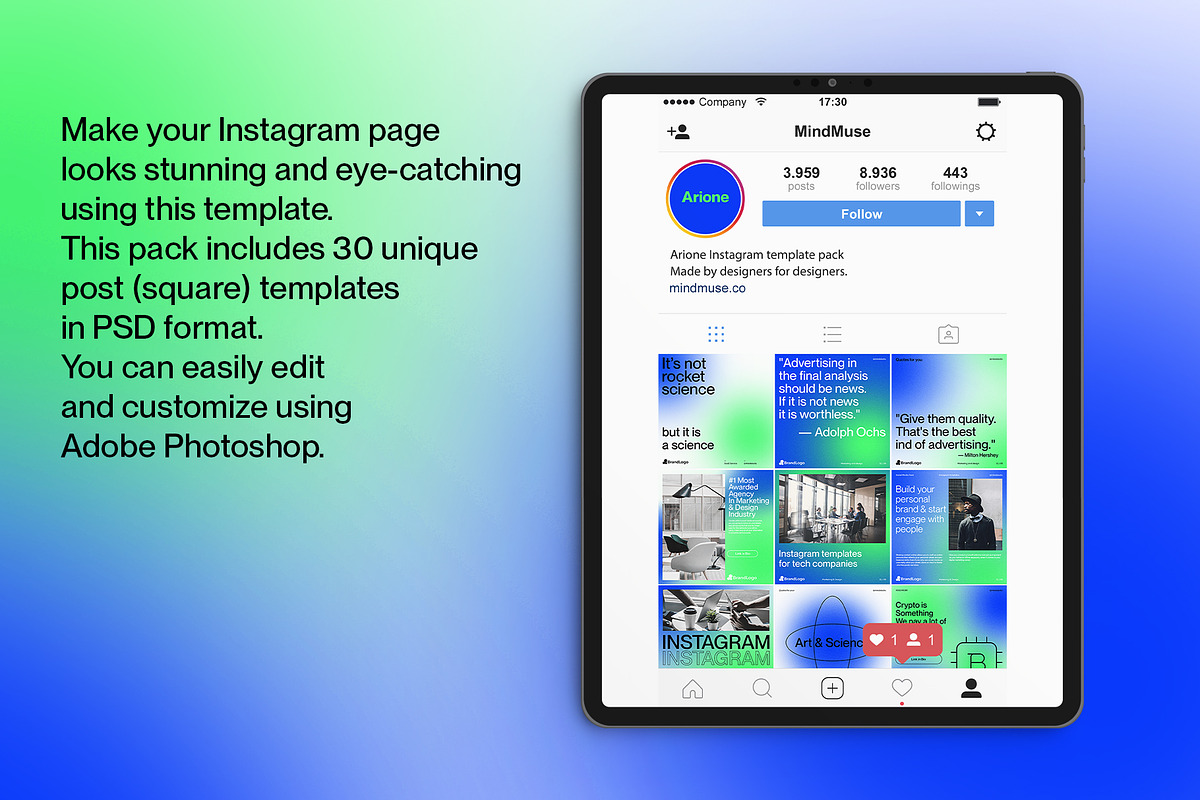 Arione Instagram template pack, a Social Media Template by MindMuse (Photo 7 of 9)
