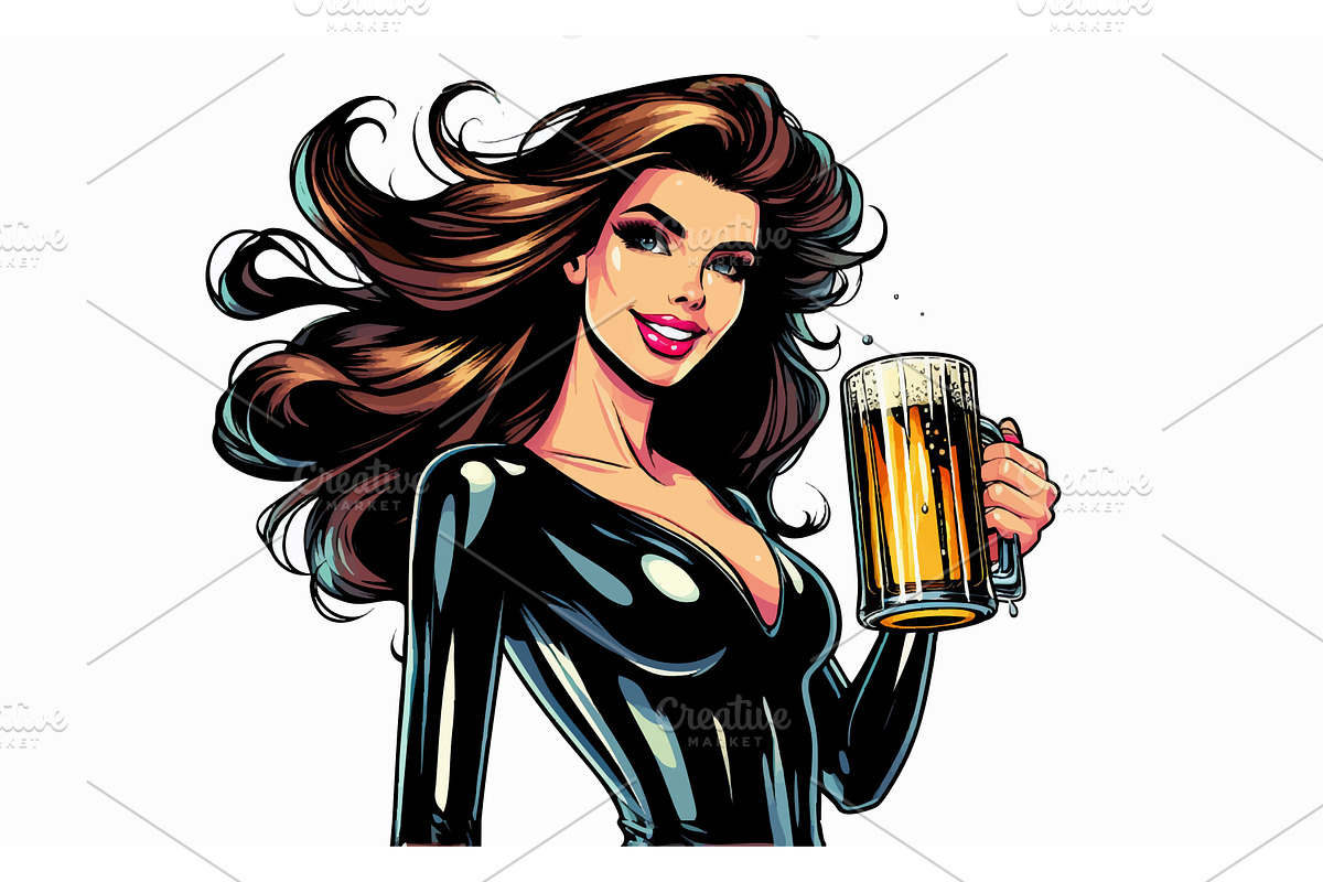Stylized Woman in Black Outfit, a Person Illustration by AlexArt