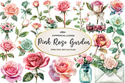 Mint and Pink Rose Garden Sublimatio, an Illustration by CreationArt (Thumbnail 1 of 5)