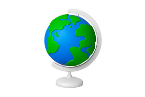 School globe 3d. Isolated world map, an Education Illustration by Valerie Bodnar