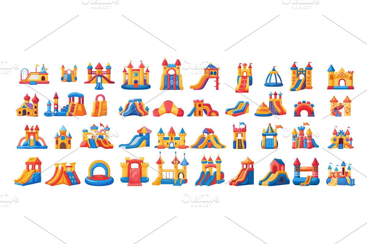 Cartoon inflatable castles, an Object Illustration by Stock-Smart-Start