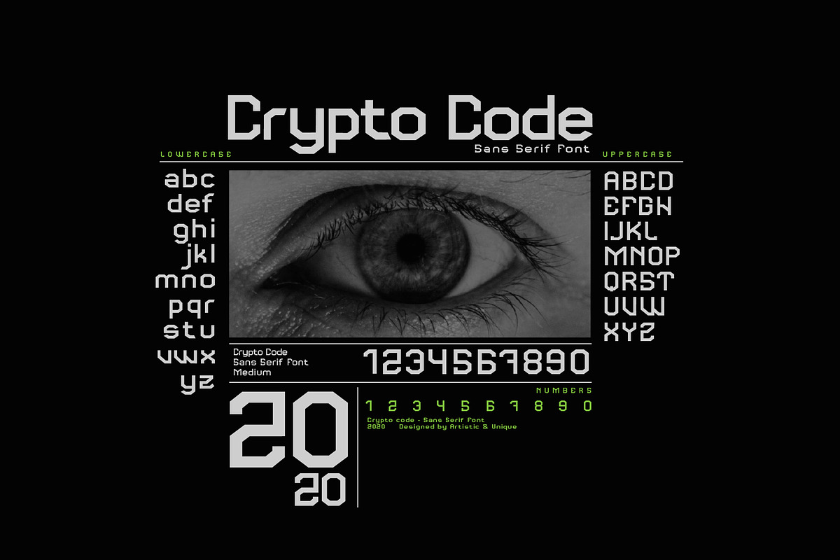 Crypto code - Sans Serif font family preview 6
