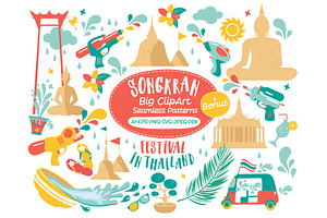 Songkran Clipart Icons Illustration, an Object Graphic by Olga Art Store