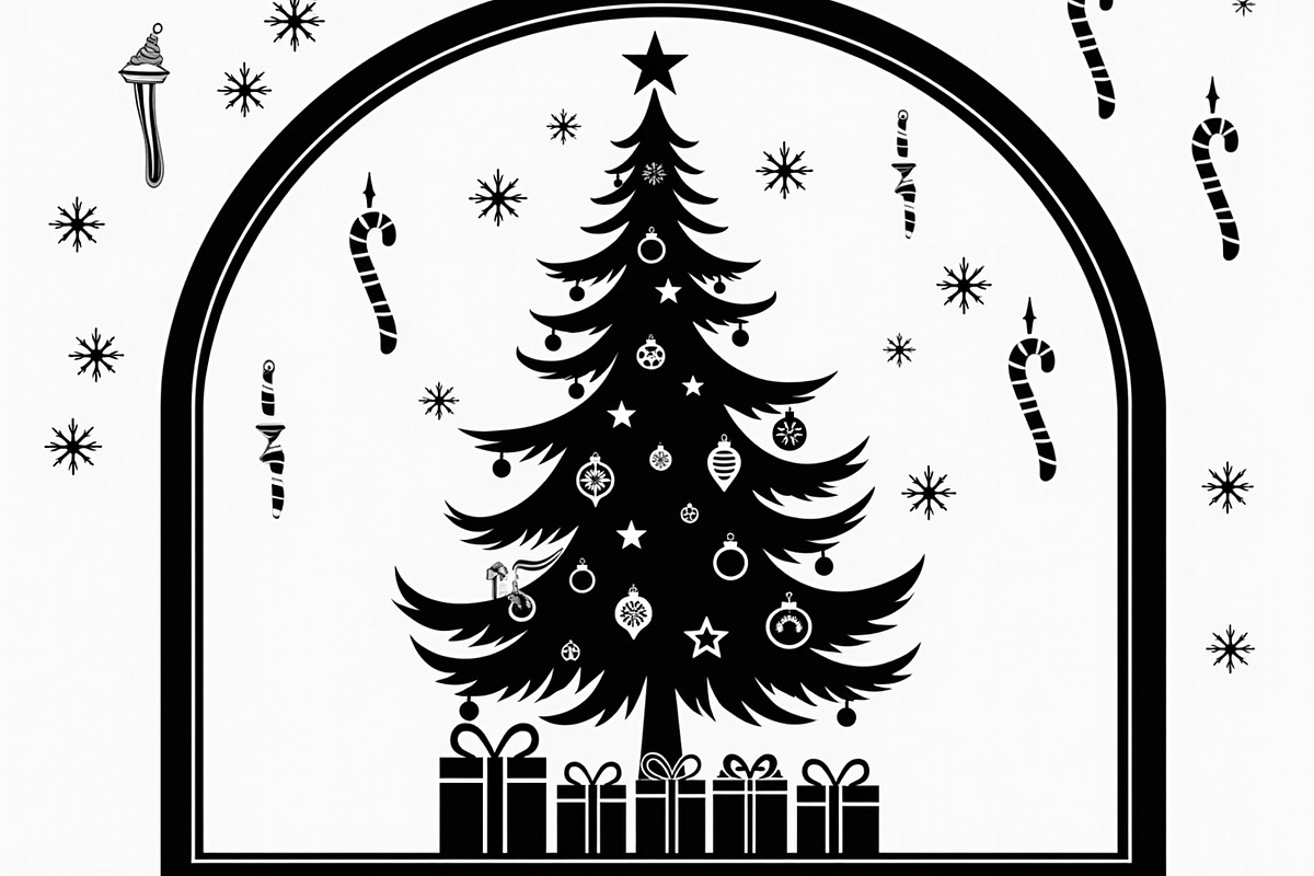 Festive Christmas Tree Silhouette Se, an Illustration by BIPLOB EXPERT (Photo 9 of 20)