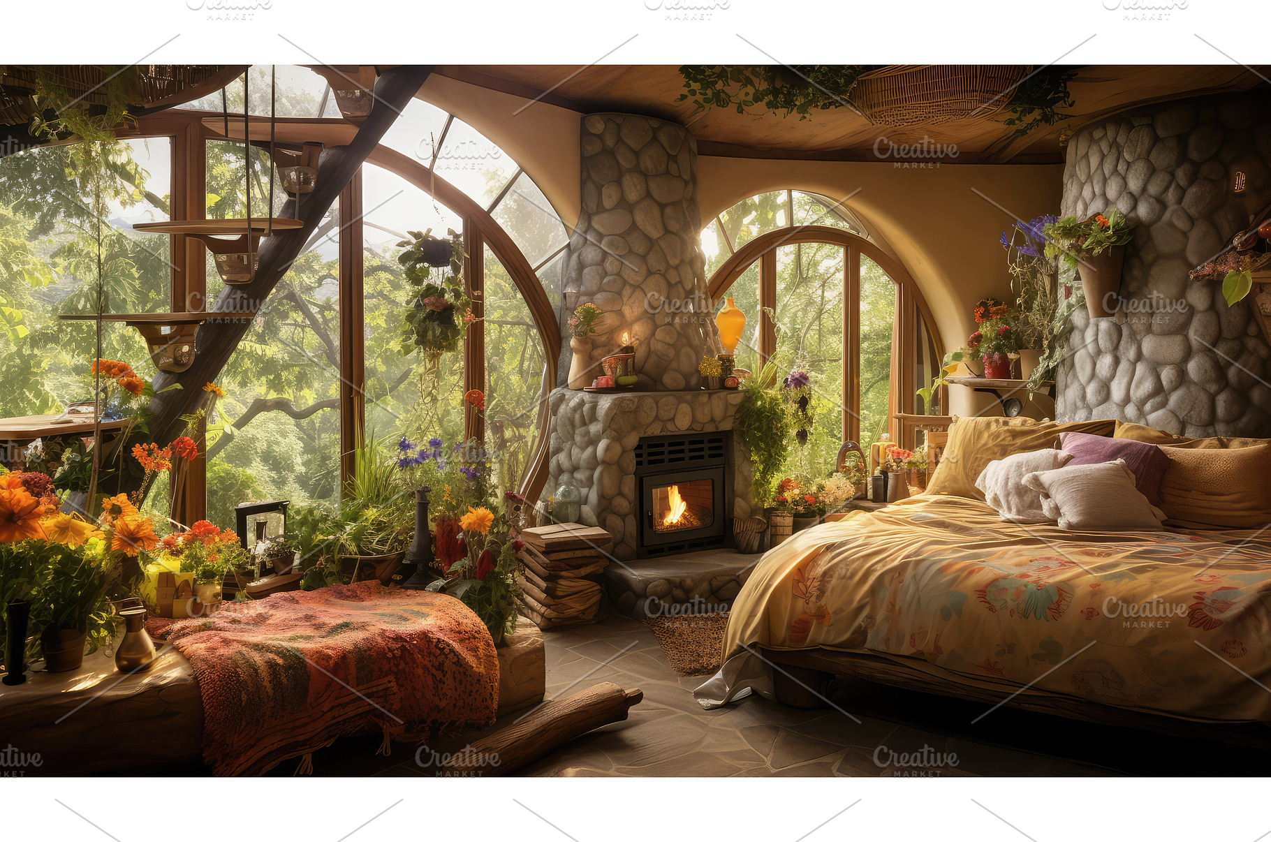 breakfast earth house ai generated, an Architecture Photo by pikepicture