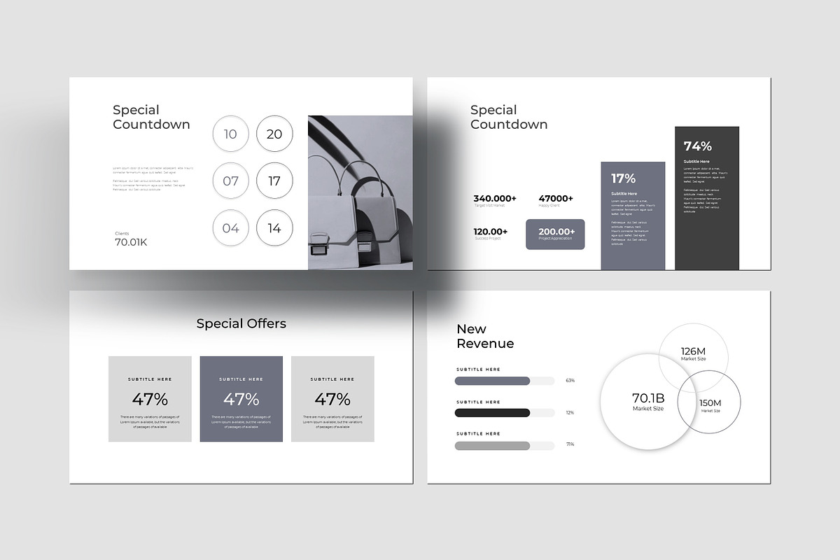 Clean Minimal Black White Presentati preview 3