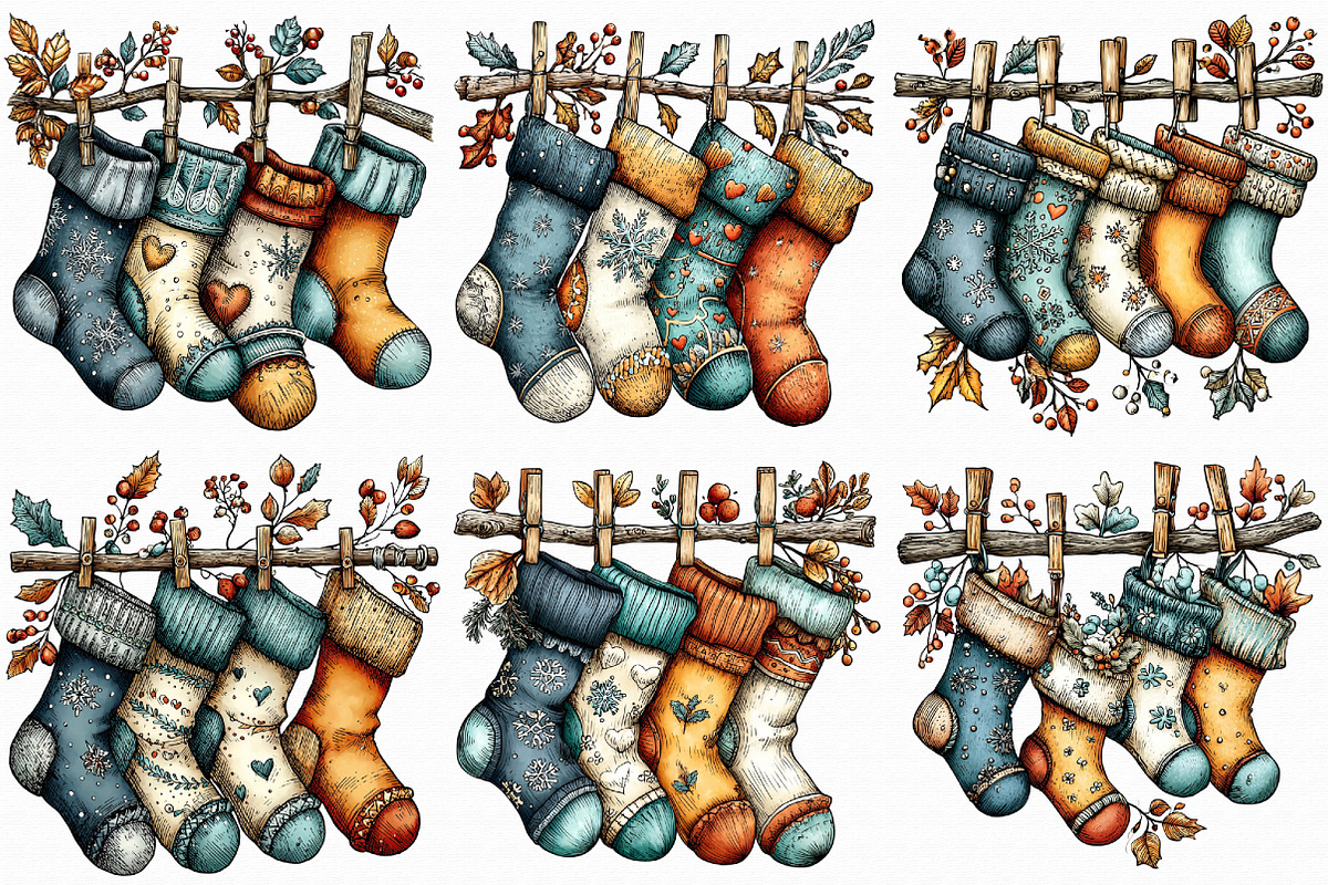 Christmas Stockings Clipart, an Illustration by Libby Wishes (Photo 6 of 7)