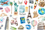 Watercolor travel clipart 44 PNG, an Object Illustration by Art and Funny (Thumbnail 1 of 4)