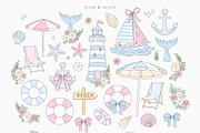 Preppy Coastal Girl Clipart Set, a Seasonal Illustration by @olga.angelloz (Thumbnail 2 of 2)