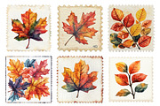 Watercolor Autumn Postage Stamps, an Illustration by SinaCreation (Thumbnail 3 of 5)