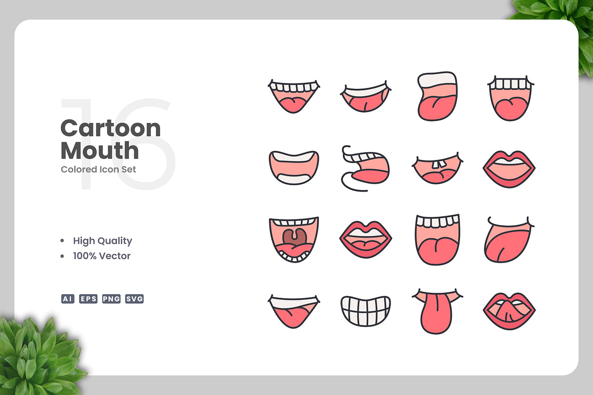 Cartoon Mouth Colored Icons, an Icon by Upnowgraphic