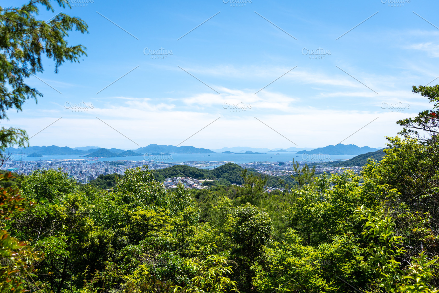 View of Hiroshima bay and city from Mount Mitaki summit, a Nature Photo by GoodGoods