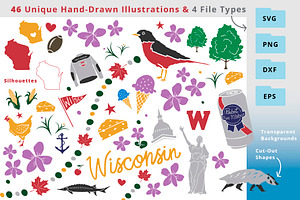 Wisconsin Illustrations Patterns Set