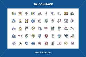 Location icons, an Outline Icon by Wencory