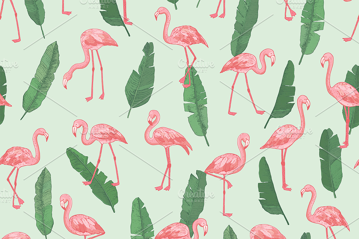 Flamingo in the Palm Leaves, a Pattern Graphic by GooseFrol (Photo 7 of 23)