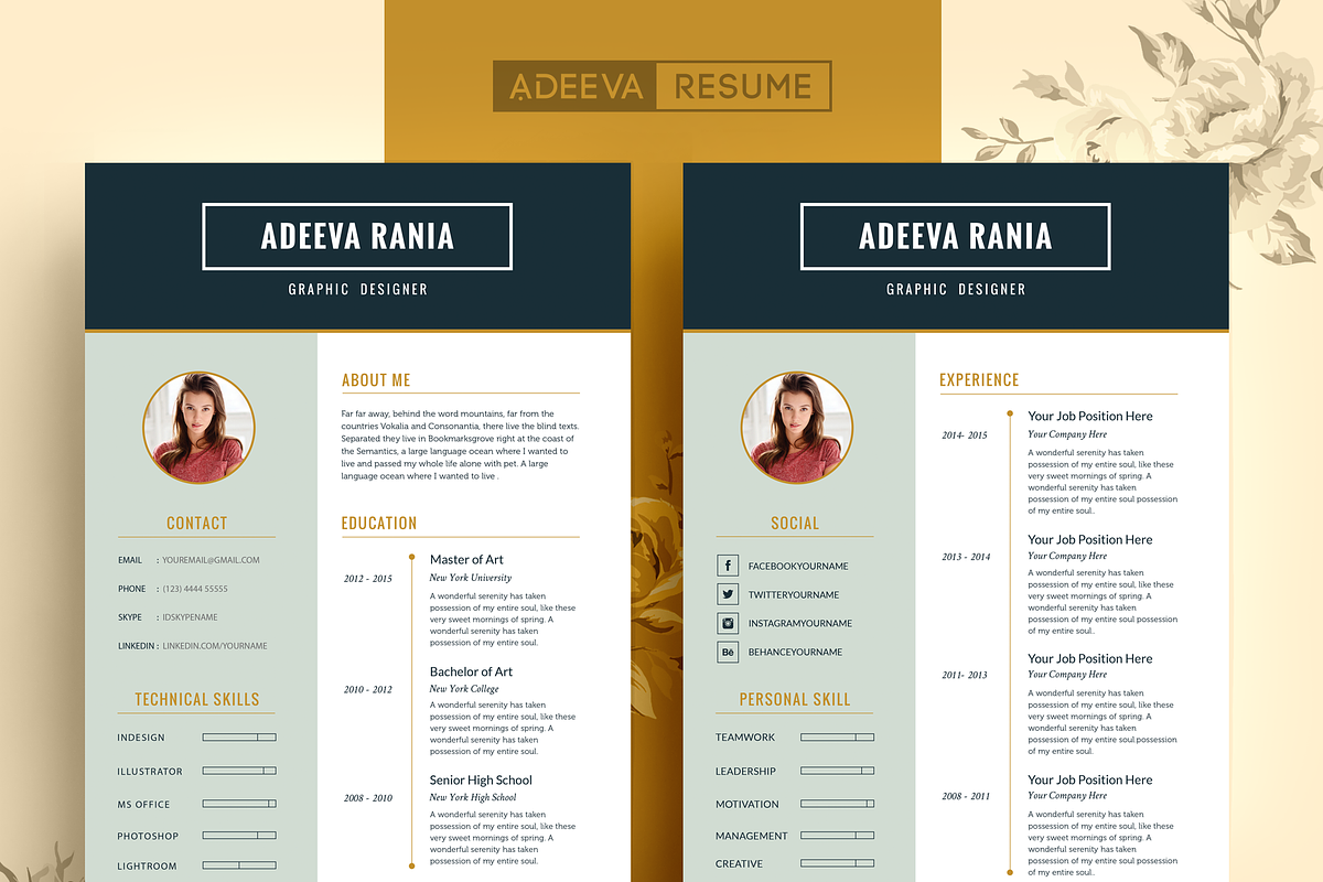Professional Resume Template Rania, a Resume Template by AdeevaResume (Photo 1 of 5)