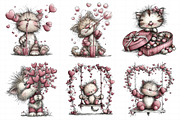 Quirky Valentines Cats Clipart, an Illustration by Daily.Designs (Thumbnail 8 of 8)