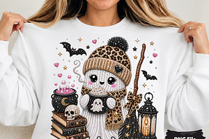 Cute Rhinestone Ghost PNG (3), a Seasonal Illustration by DreamCafeArt