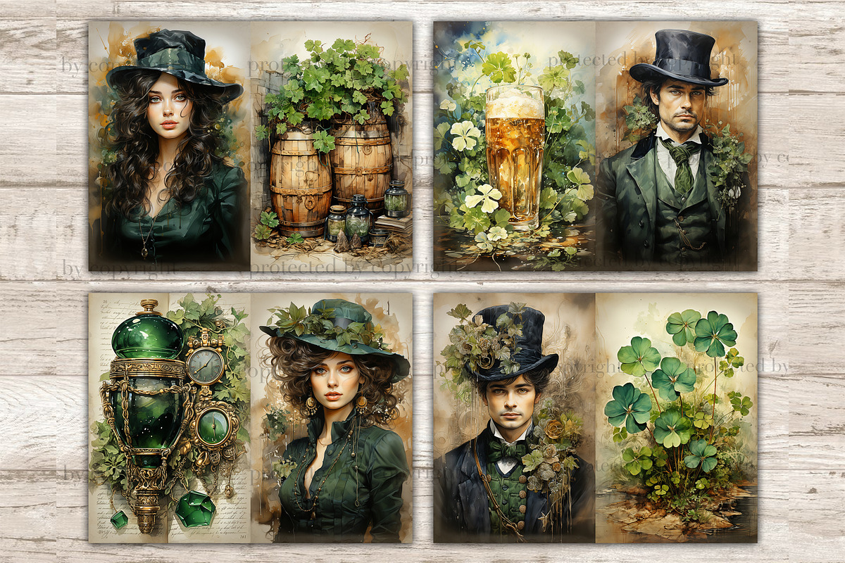 St. Patrick's Day Junk Journal Paper, a Seasonal Illustration by GlamArtZhanna (Photo 5 of 10)