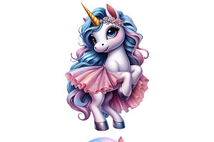 Adorable Unicorn Clipart PNG Set