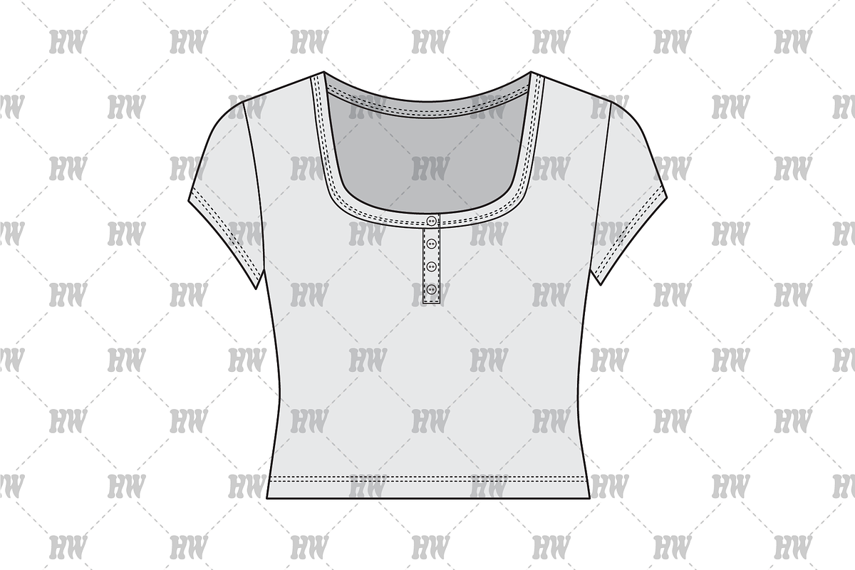 Capped Sleeve Henley Fashion Flat, a Shirt Mockup by haydenwentworth (Photo 2 of 3)