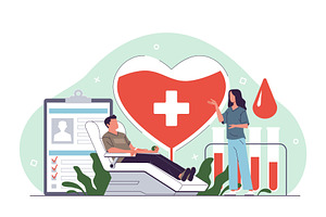 Guy donates blood. Man at, an Object Illustration by YummyBuum